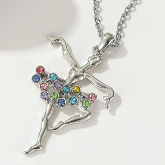 Ballerina Dancing Necklace Pendant Chain Creative Colorful With Gift Pouch - Picture 4 of 15